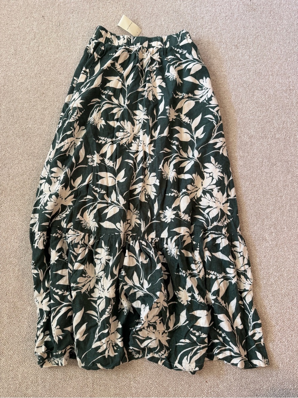 Abercrombie & Fitch Forest Green Maxi Skirt with Cream Floral Print